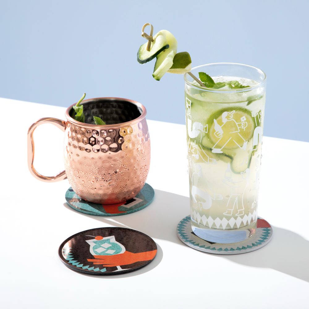 Set 4 vasos de vidrio con diseño 425 ml