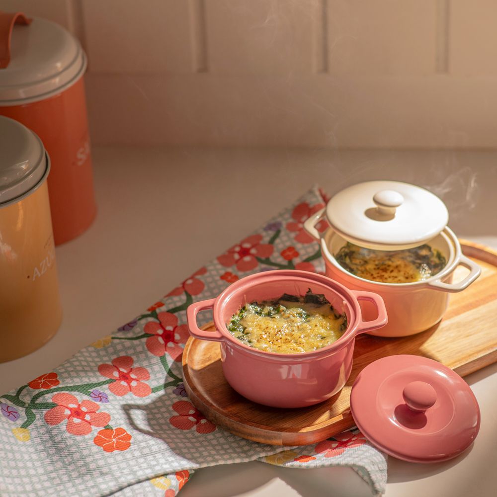 Mini refractario de cerámica con tapa y asas 260 ml