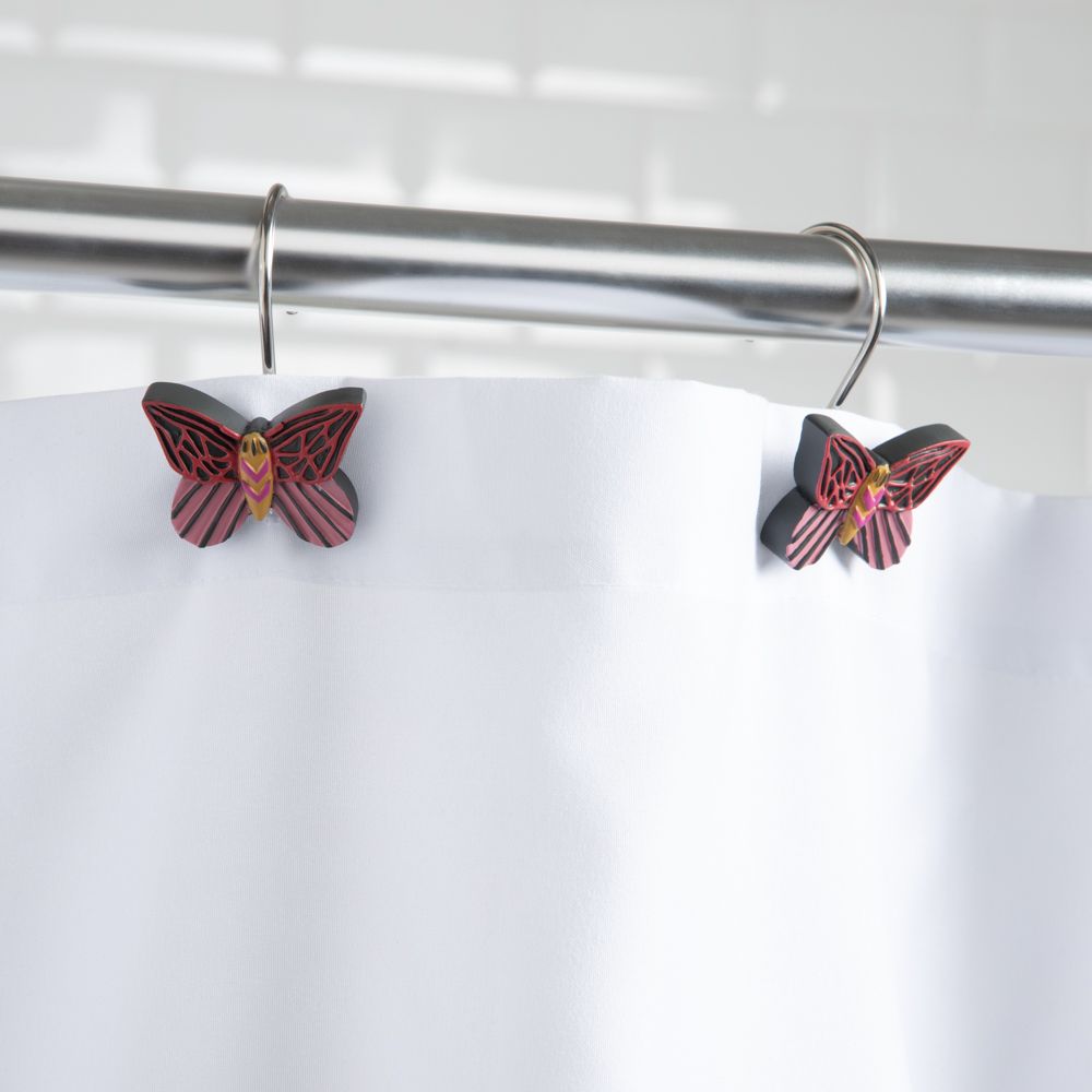 Set 12 ganchos de cortina baño con diseño