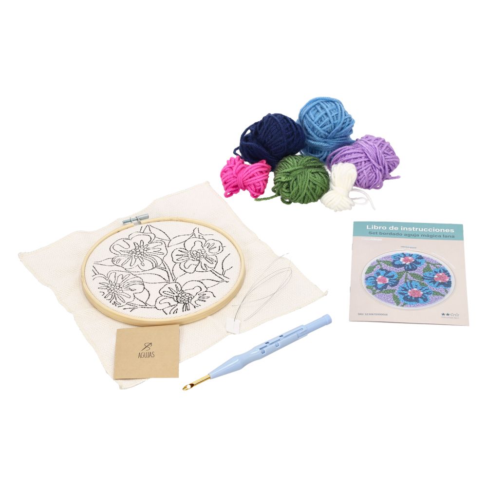 Bastidor con set de bordado aguja mágica