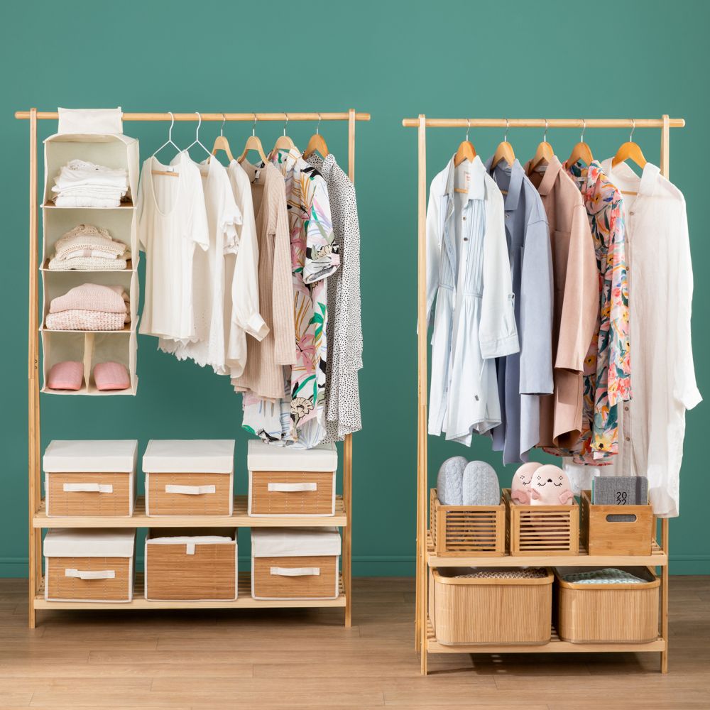 Mueble Clóset de Madera Bambú y Pino 112x40x165 cm