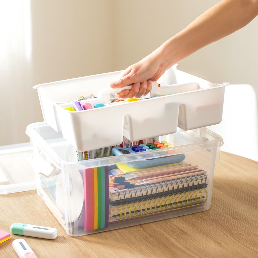 Caja organizadora de plástico con bandeja 16 l