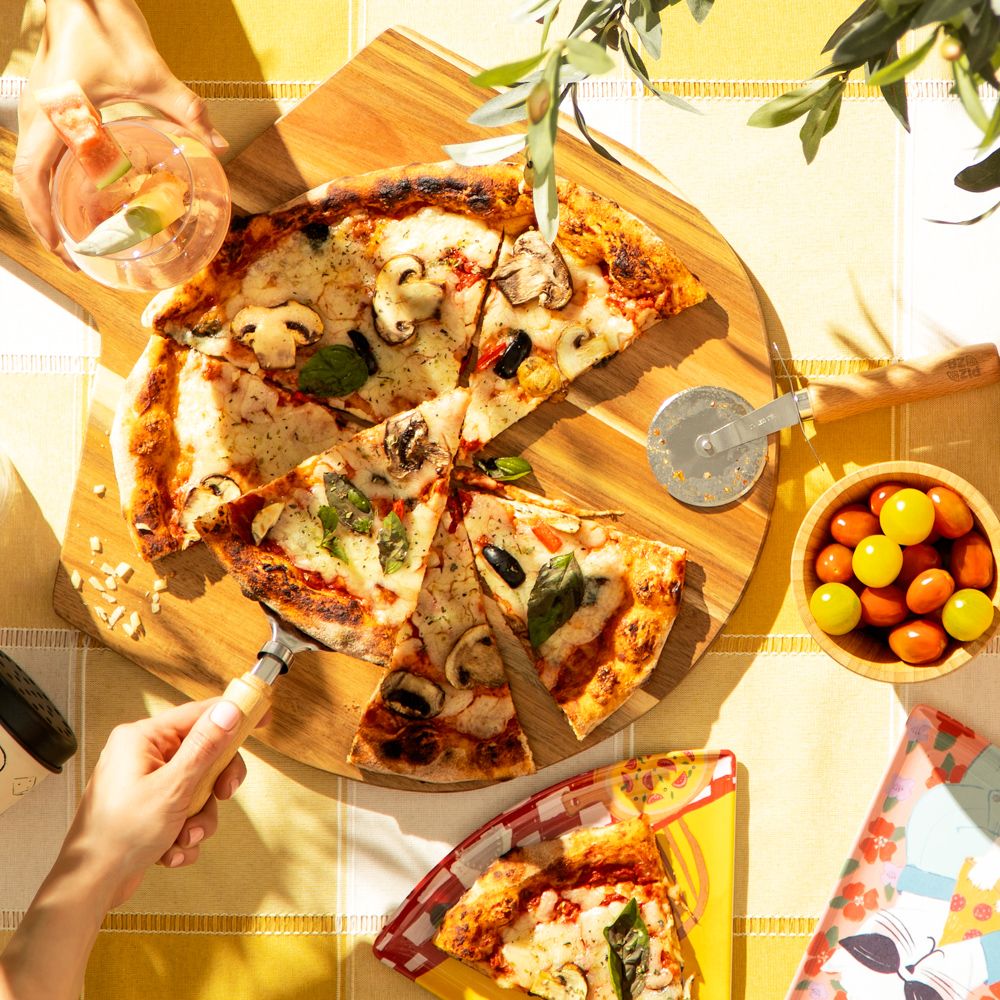 Tabla de madera de acacia para pizza 38x1.5 cm