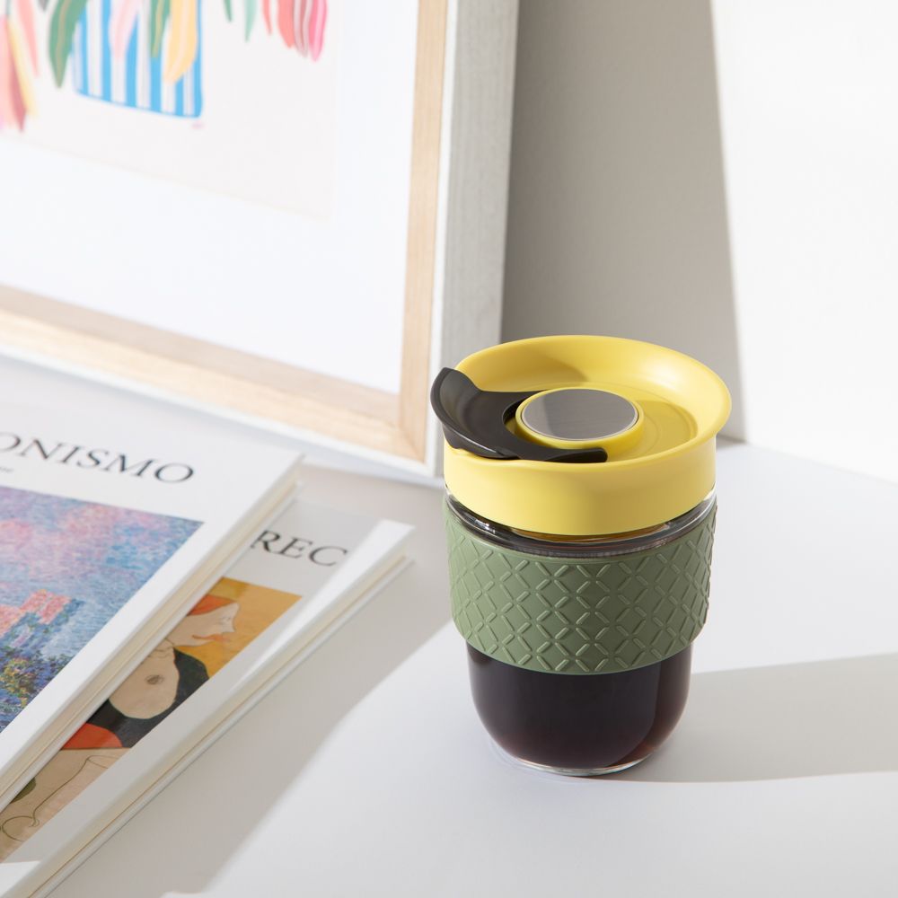 Vaso de vidrio con tapa 360 ml