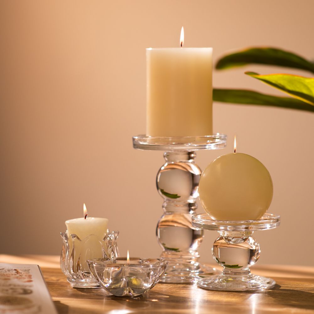 Portavela vidrio flor 6.6x5.5 cm