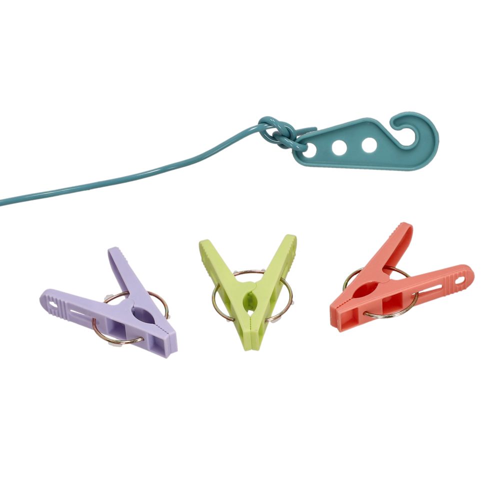 Cuerda para ropa con 10 pinzas