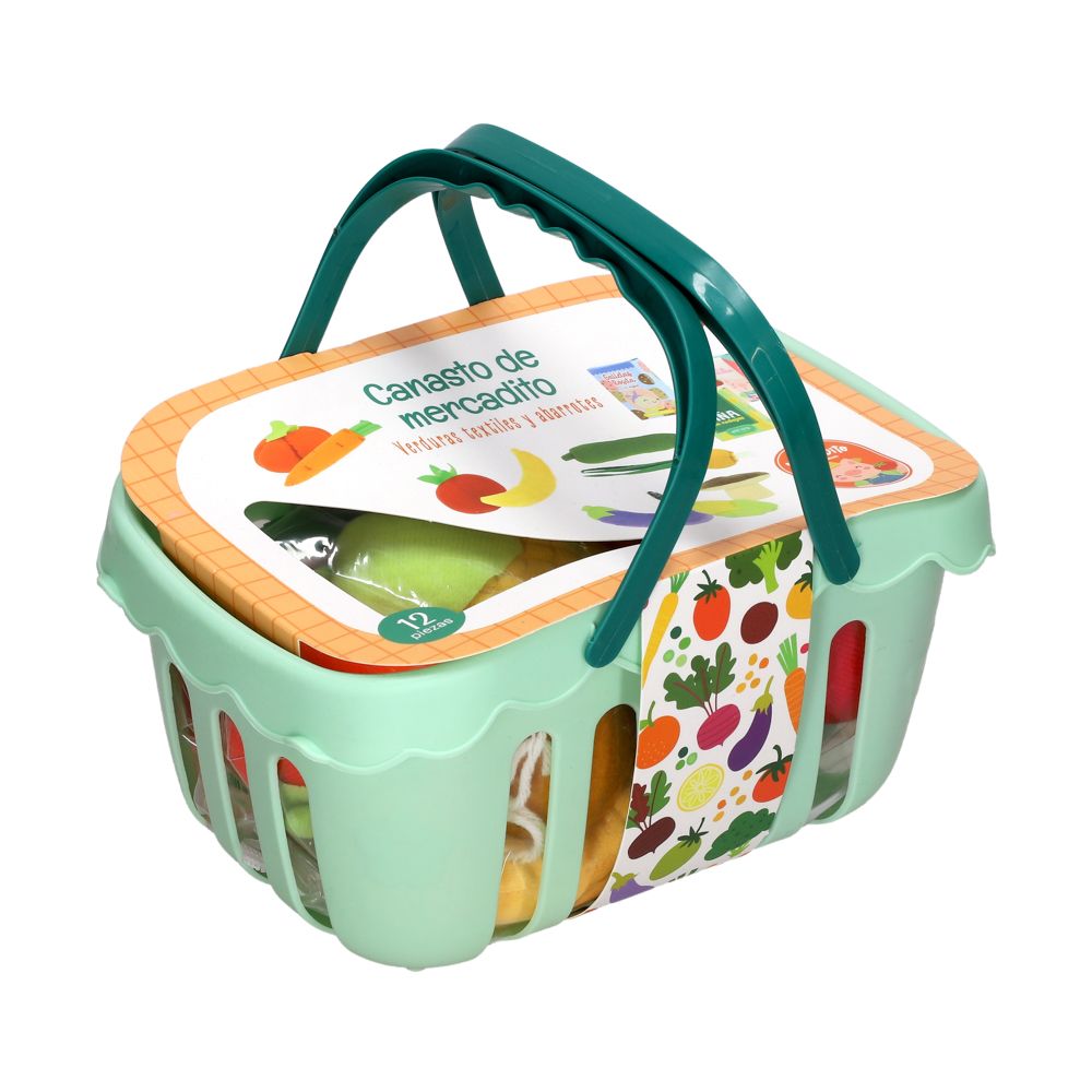 Canasto mercadito con verduras y abarrotes