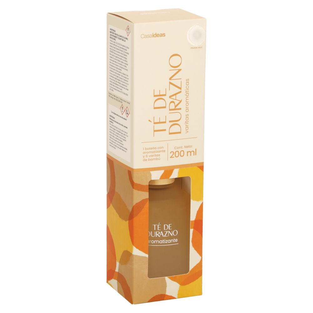 Botella con varitas aromáticas té de durazno 200 ml