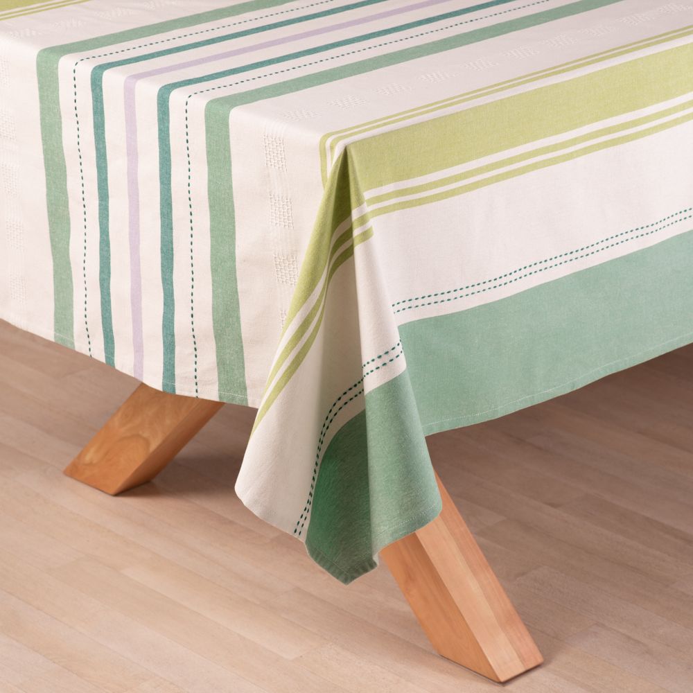 Mantel de algodón tejido con líneas 150x150 cm
