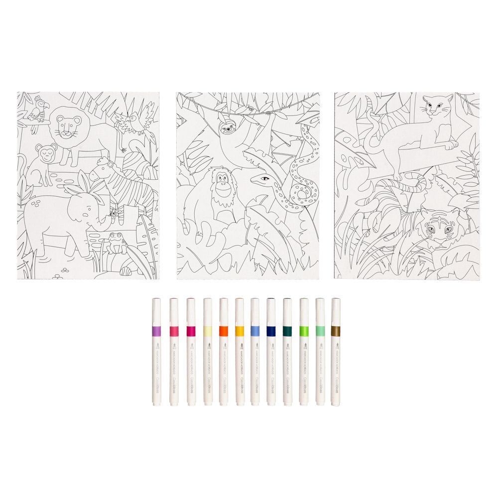 Set de 3 canvas con marcadores de acrílico