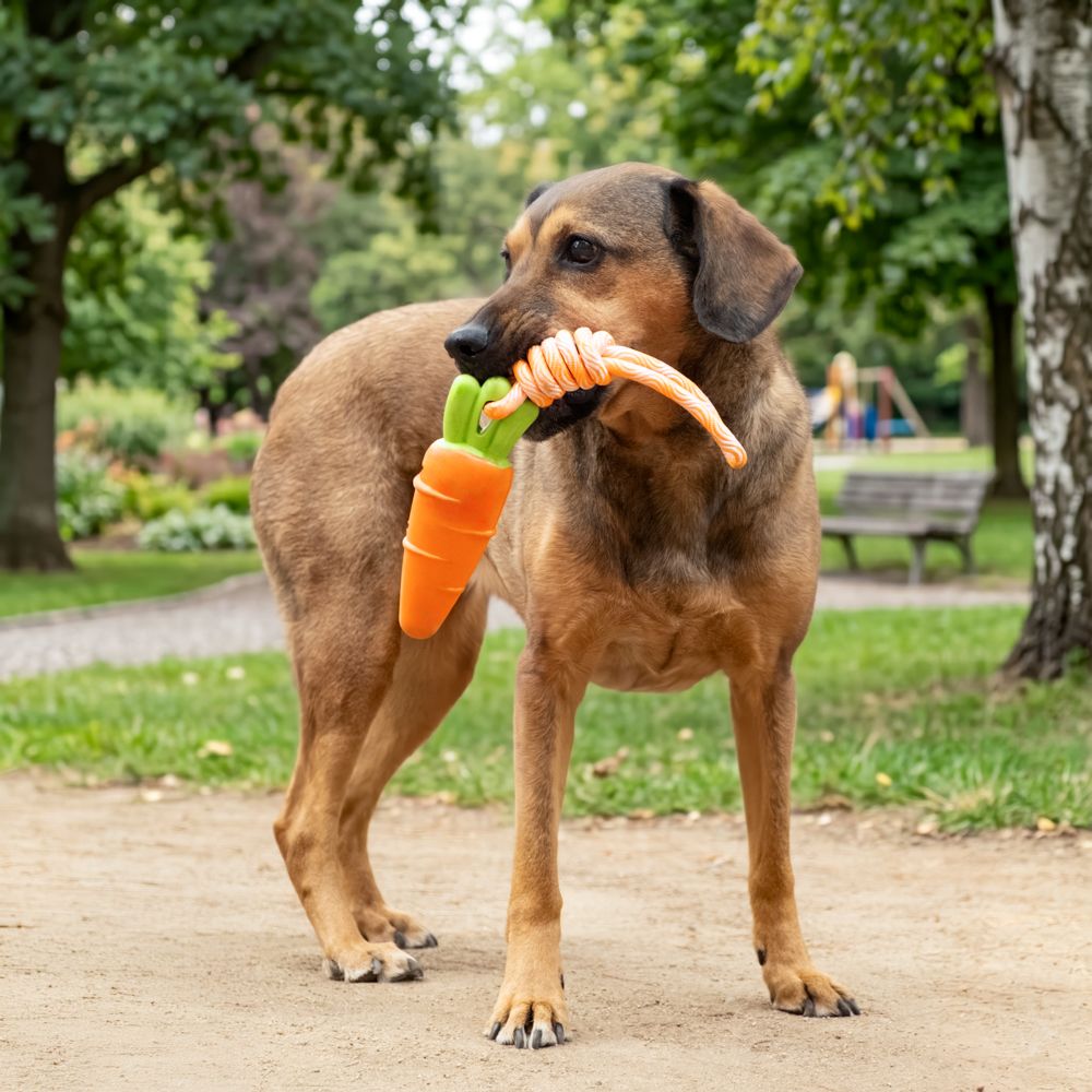 Juguete de cuerda con figura de zanahoria para mascotas
