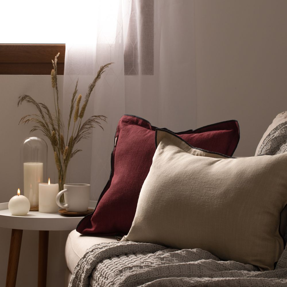 Funda de cojín de ramio y algodón 45x45 cm