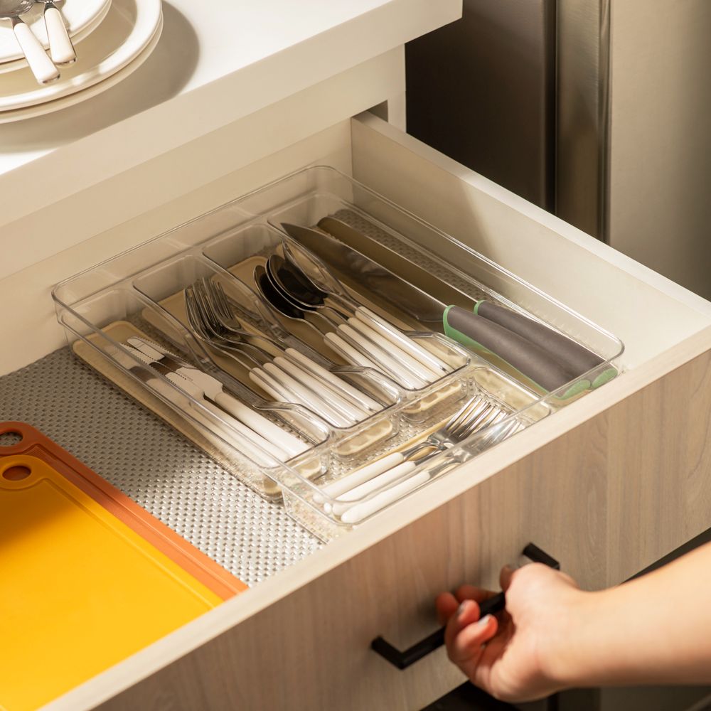Organizador de cubiertos plástico PET con antideslizante