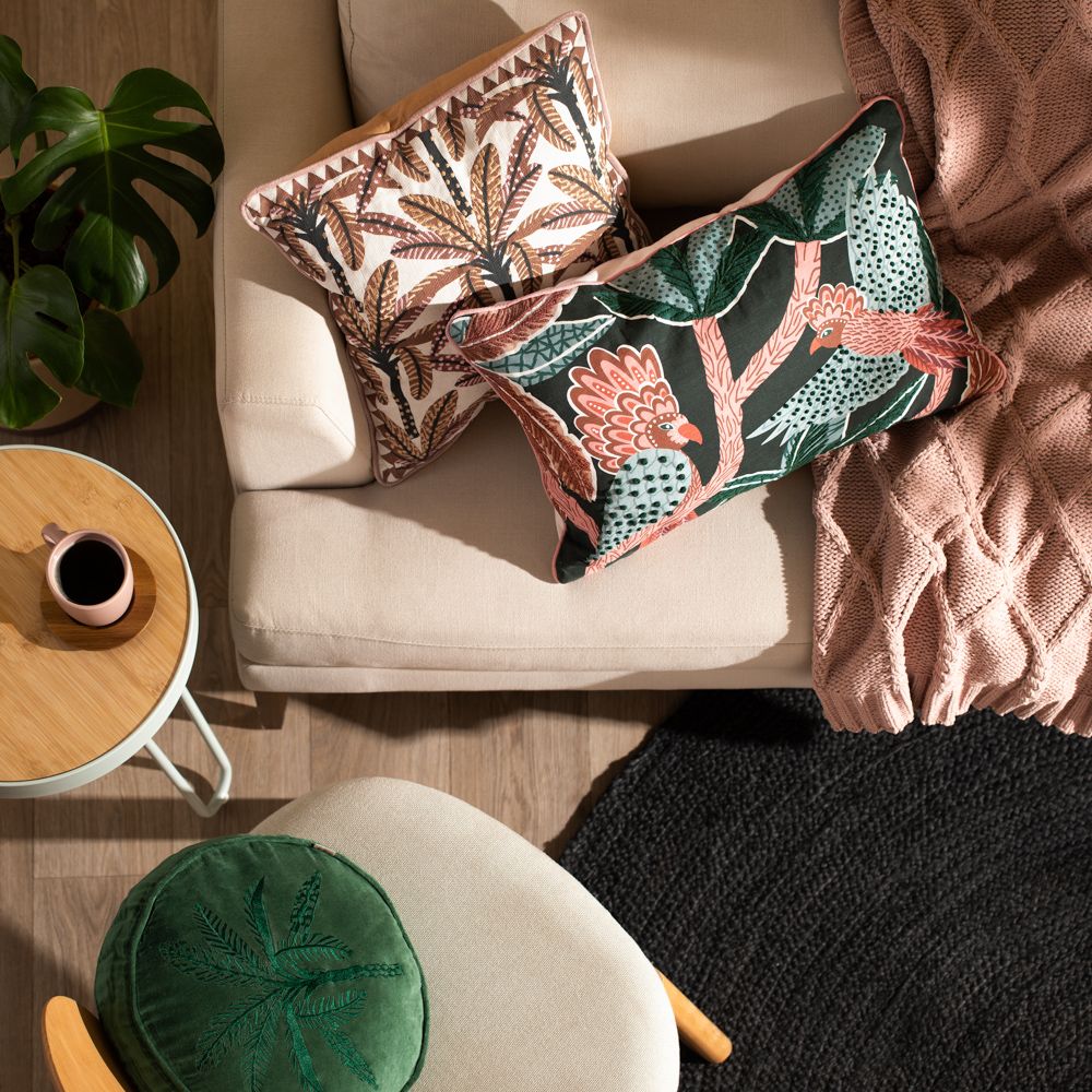 Cojín de algodón con bordado diámetro 35 cm