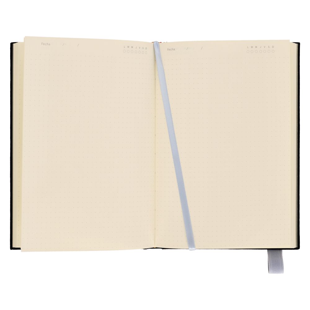 Libreta de tela con portaboligrafo 176 hojas puntos