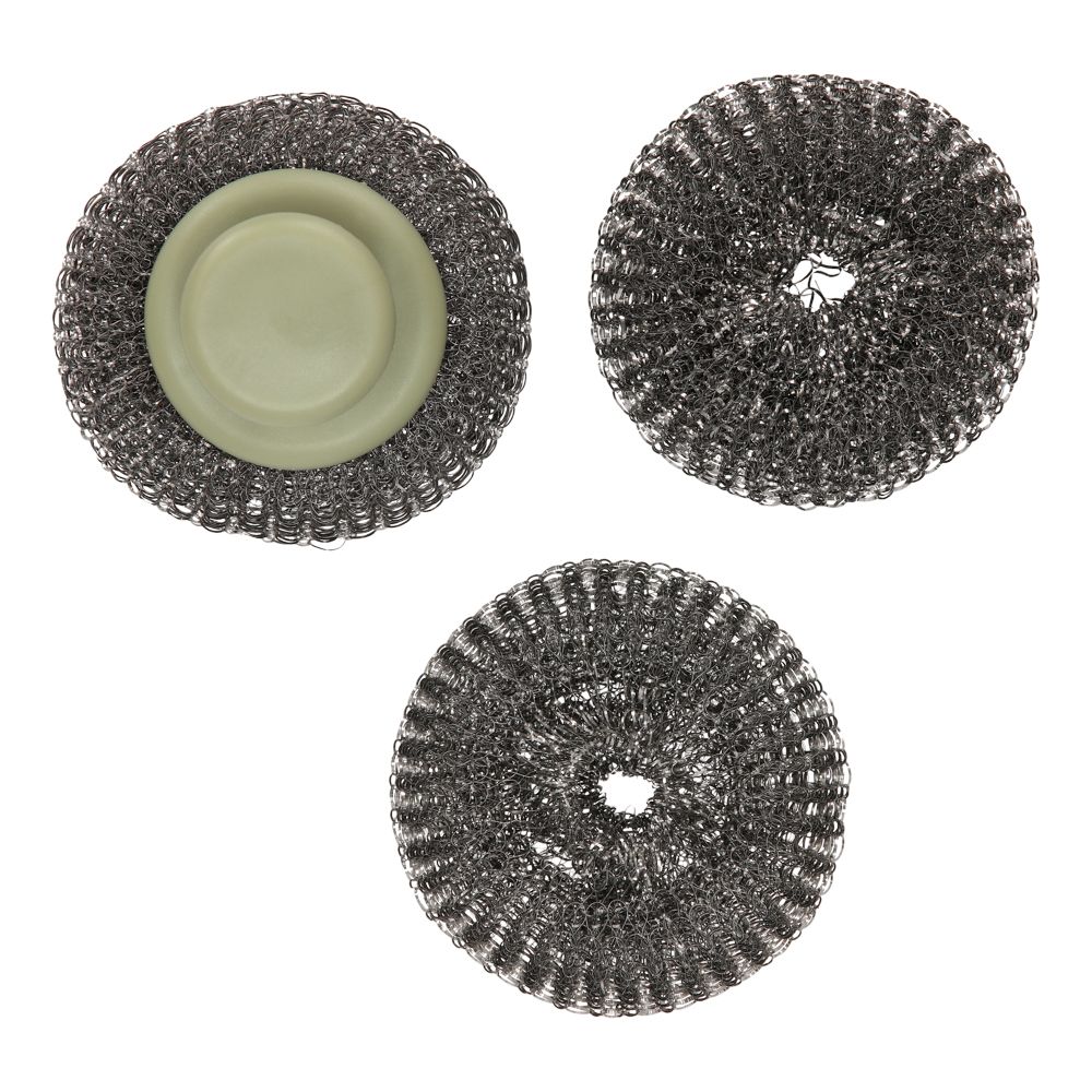 Set de fibra lavatrastes de acero inoxidable con 2 repuestos