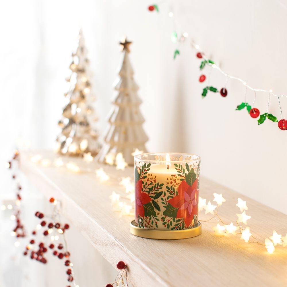 Vela naranja dulce y canela con contendor de cerámica 8x9 cm