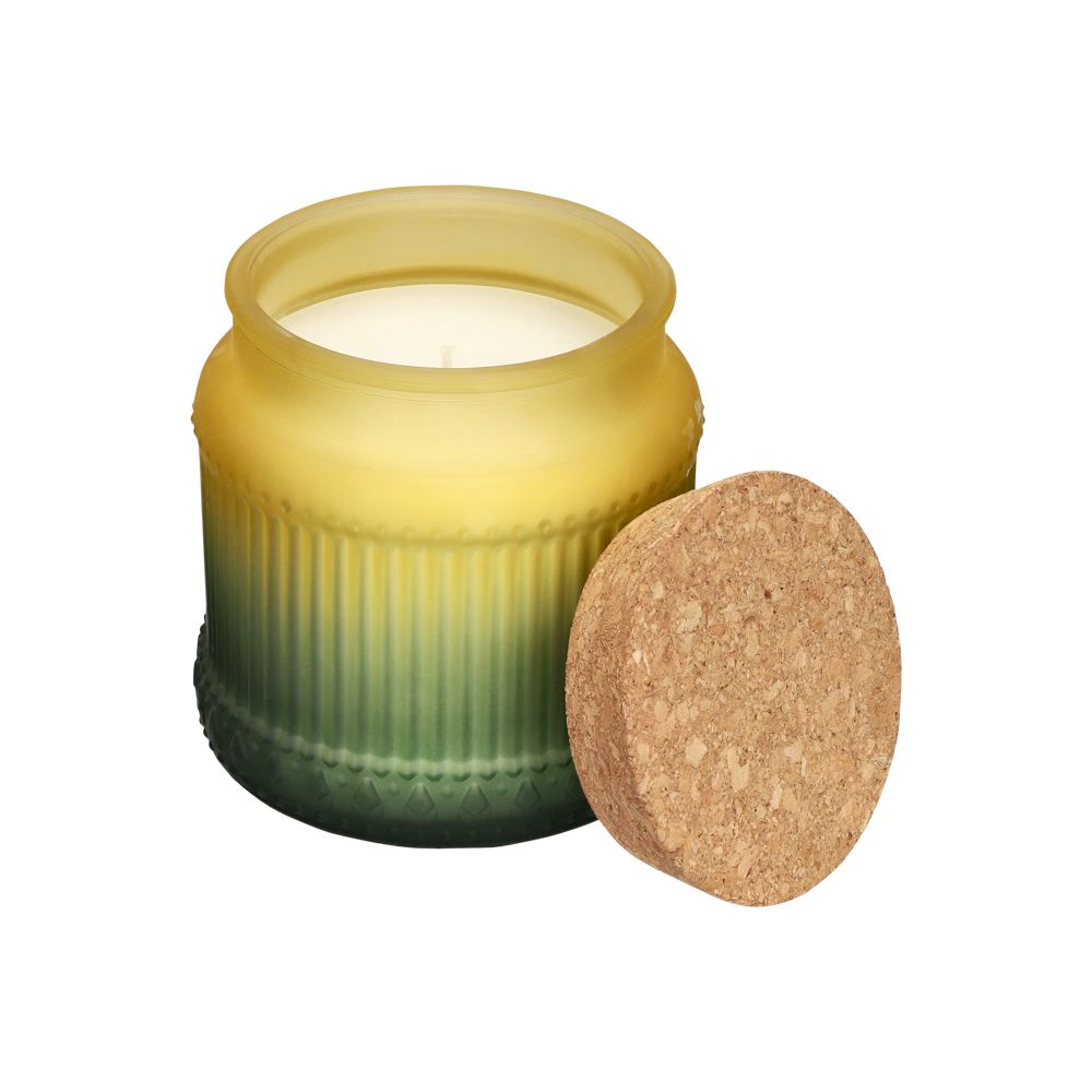 Vela de vidrio con degradado té verde