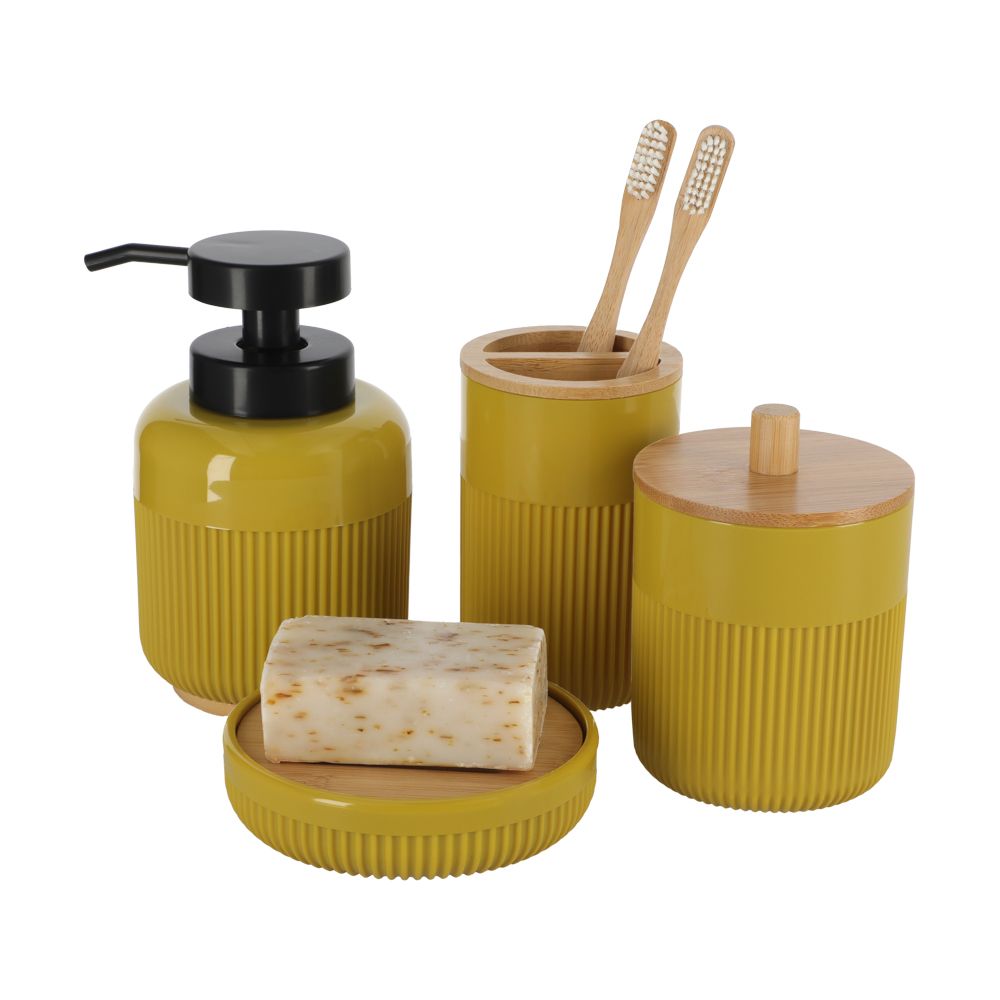 Vaso de plástico y bambú para el baño