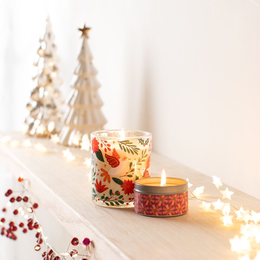 Vela de navidad frutos rojos 6.5x4 cm