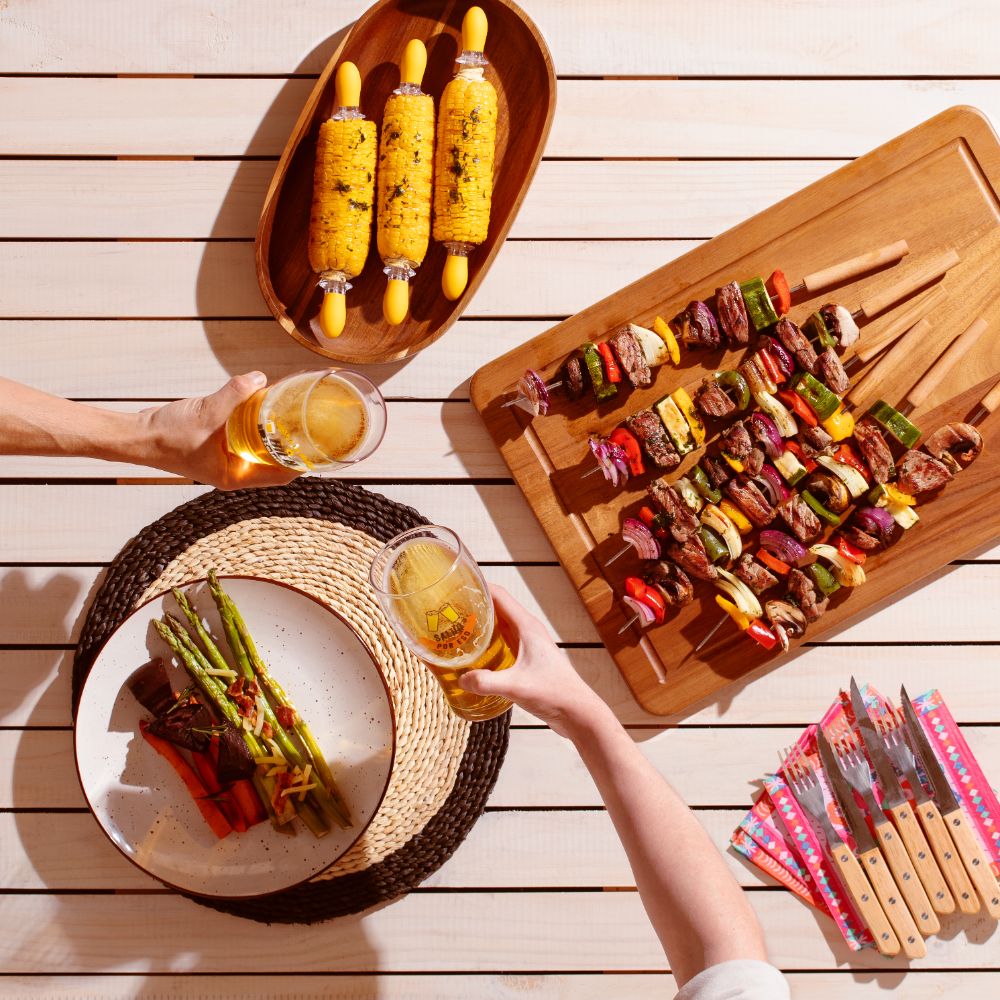 Set Cubiertos Asado Acero Inoxidable y Madera para 6 personas