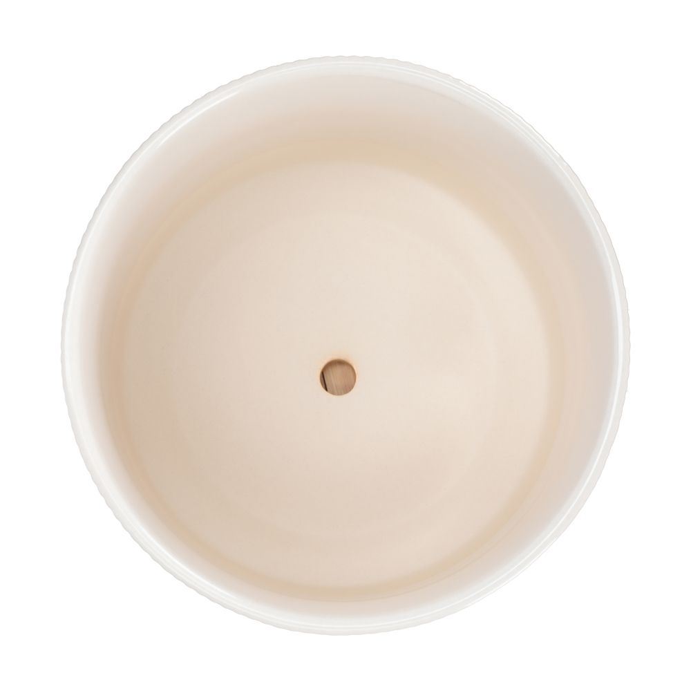 Maceta de cerámica con base de bambú 21x17 cm