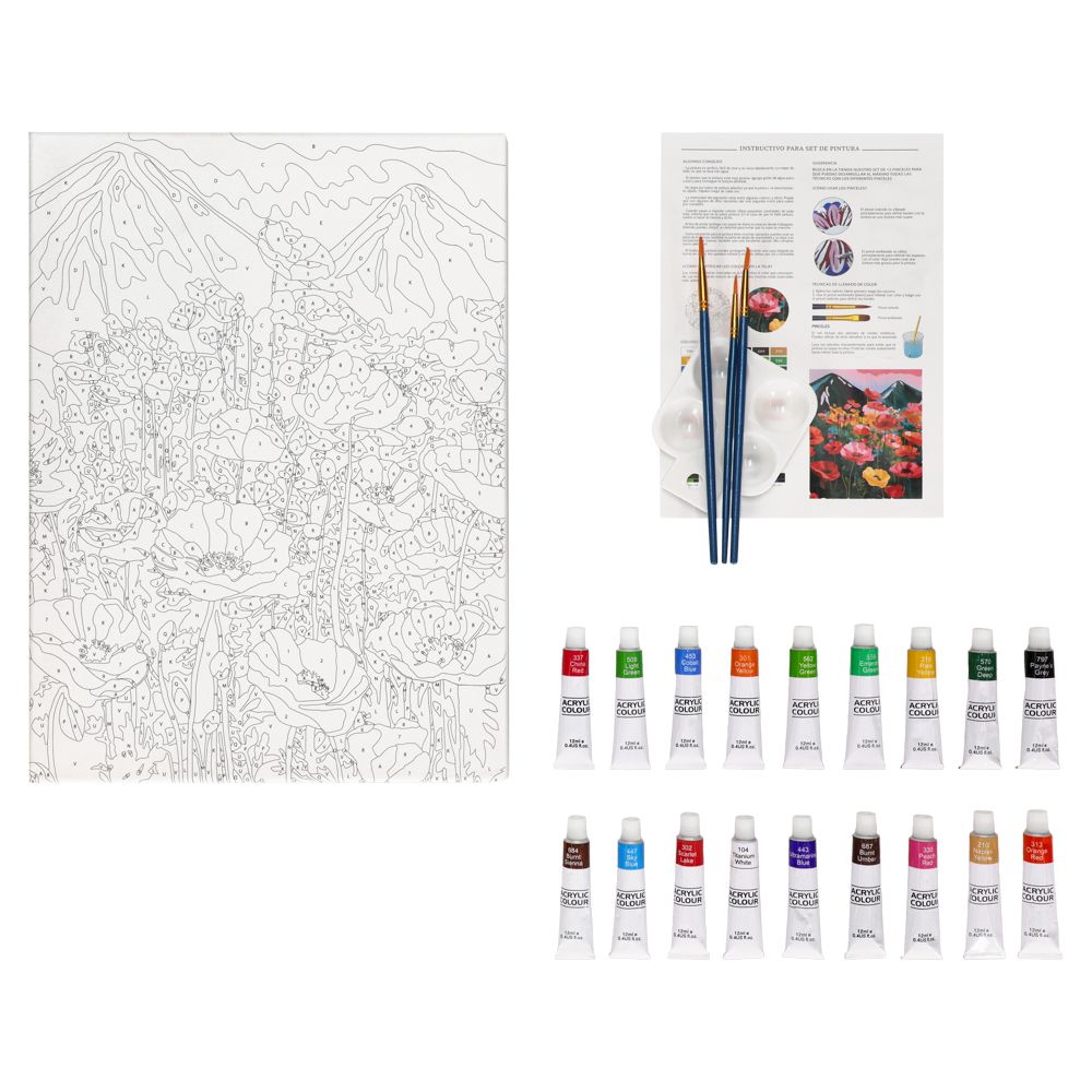 Set de bastidor con diseño y pinturas acrílicas 30x40 cm