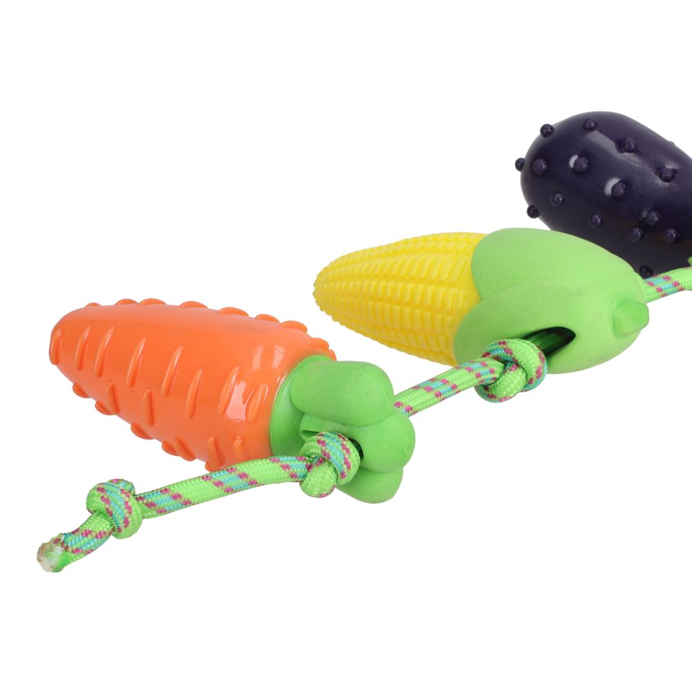Juguete de cuerda con figuras de vegetales para mascotas