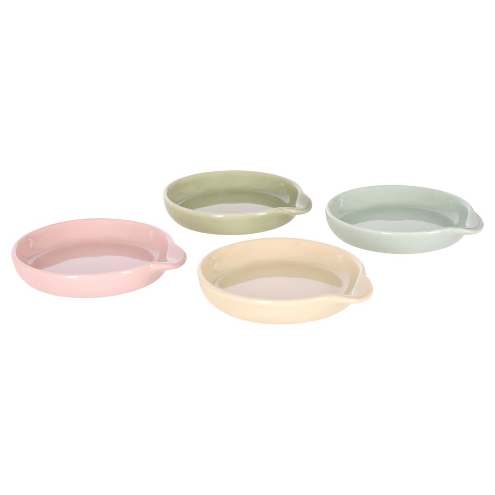 Set 4 de platitos de porcelana para té