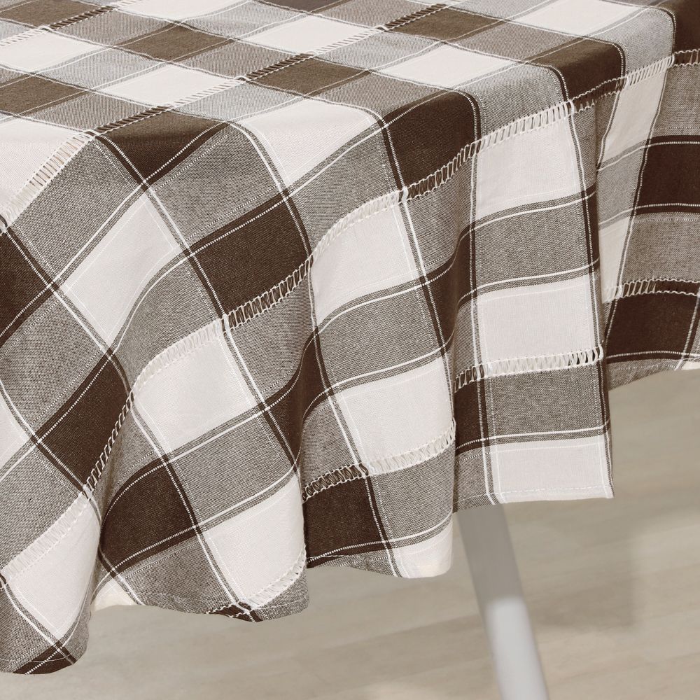Mantel a cuadros tejido diámetro 150 cm