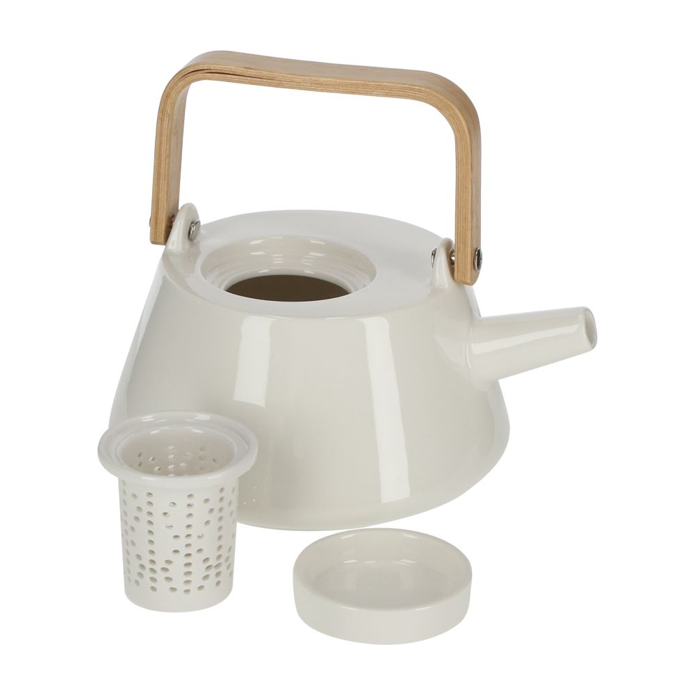 Tetera Cerámica con Mango de Madera 900 ml