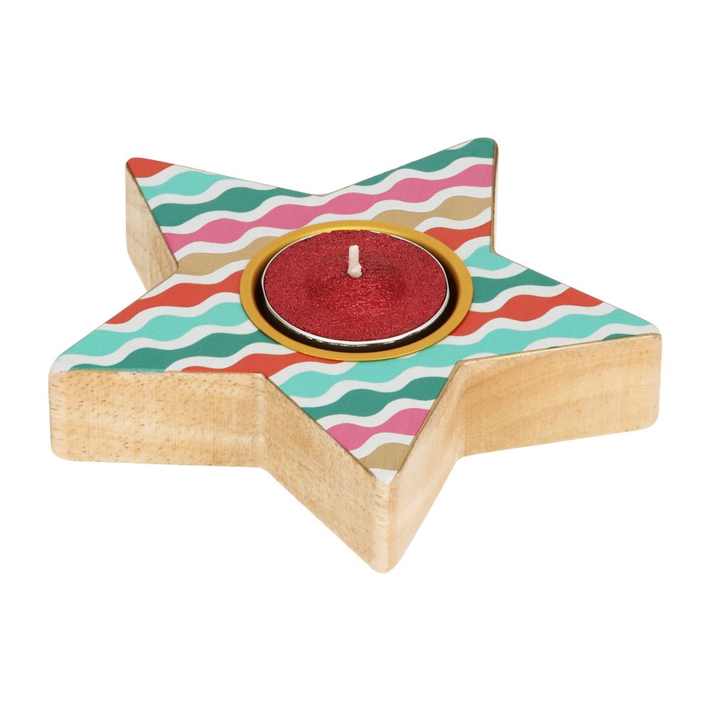 Portavela tealight de madera navideño