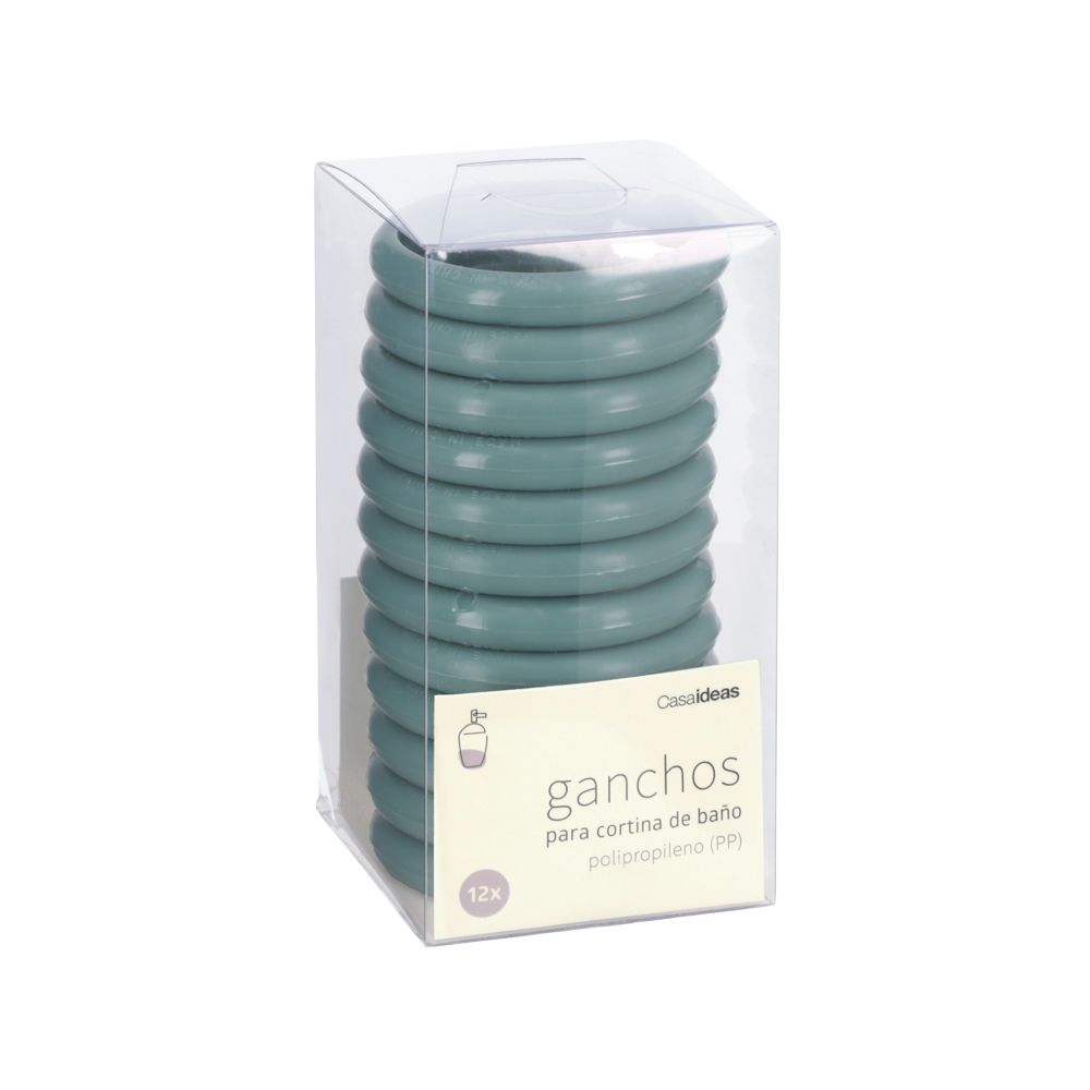 Set 12 ganchos de plástico para cortina de baño