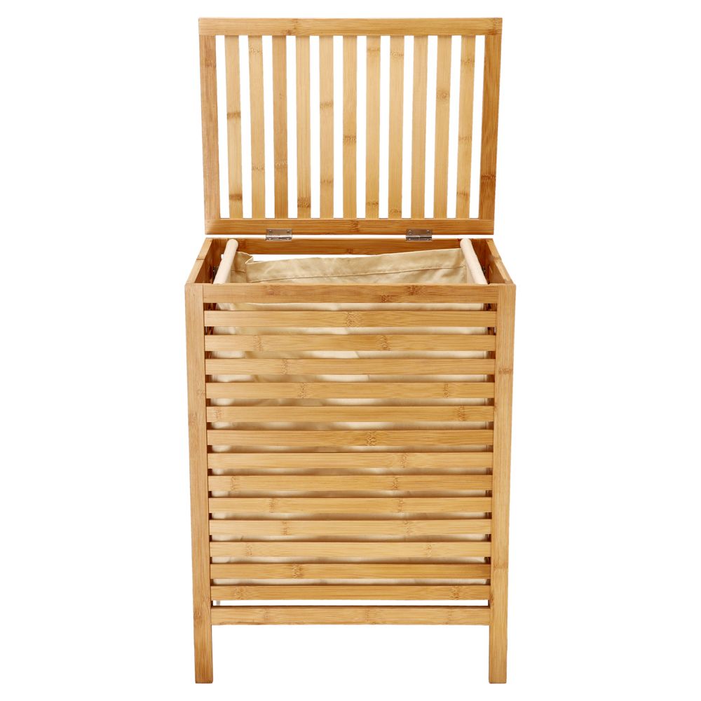 Canasto para ropa doble de bambú