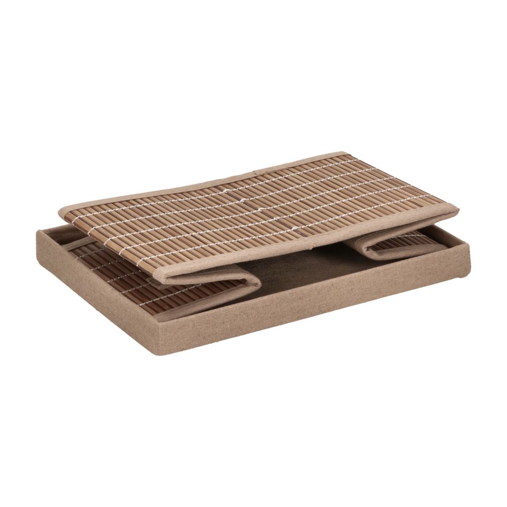 Caja organizadora de bambú y tela con tapa 35x24.5x20 cm