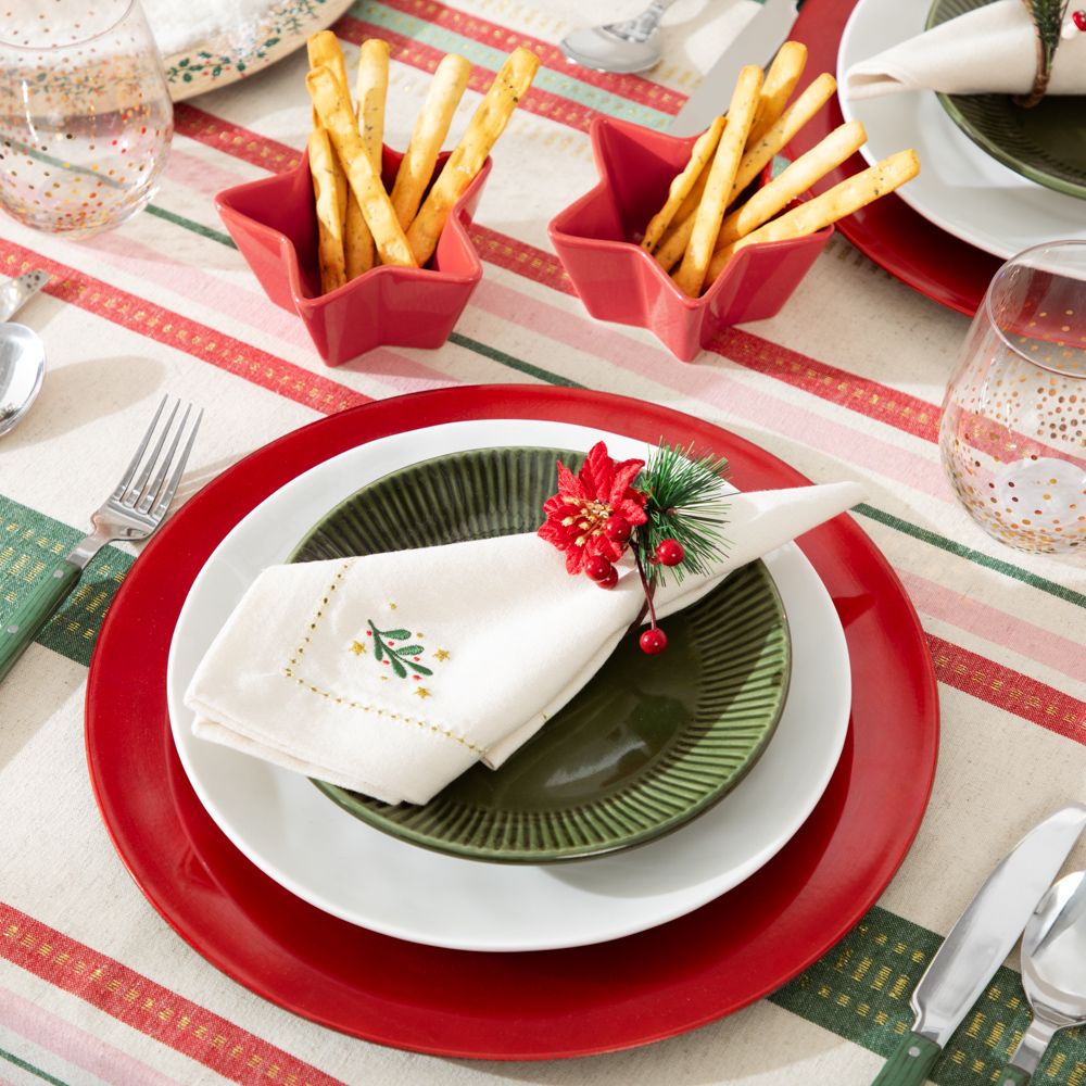 Set 6 Anillos para servilletas con flores navidad