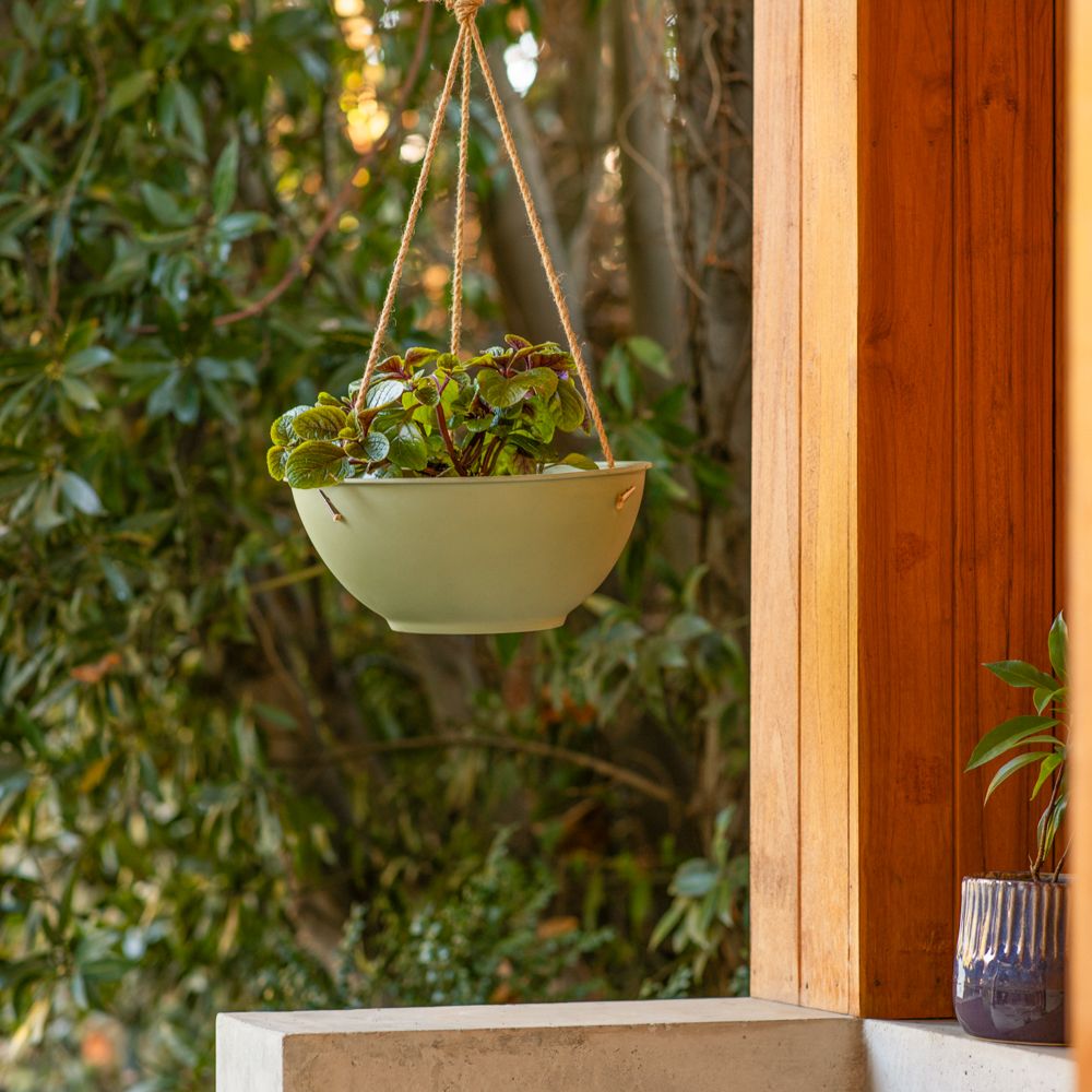 Maceta colgante de fibra de bambú 30.2x30.2x13 cm