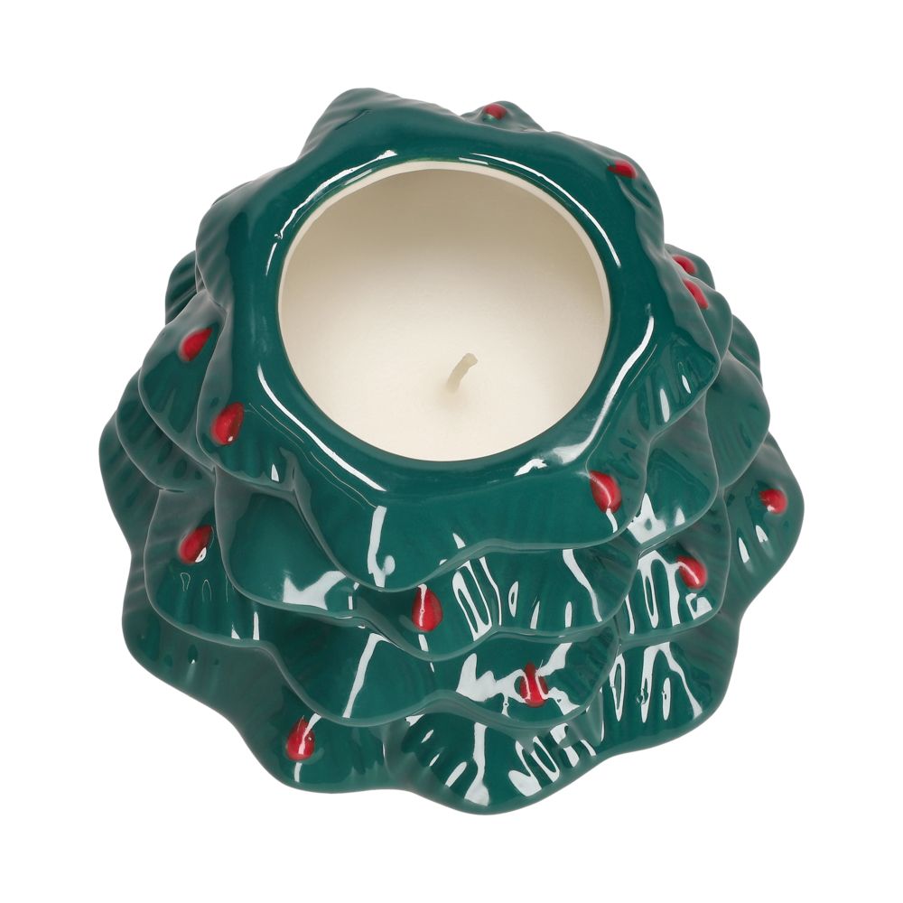 Vela aromática con forma de pino