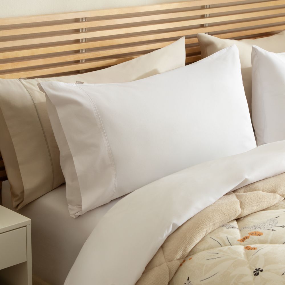 Funda almohada algodón-poliéster liso 144 hilos 50x90 cm