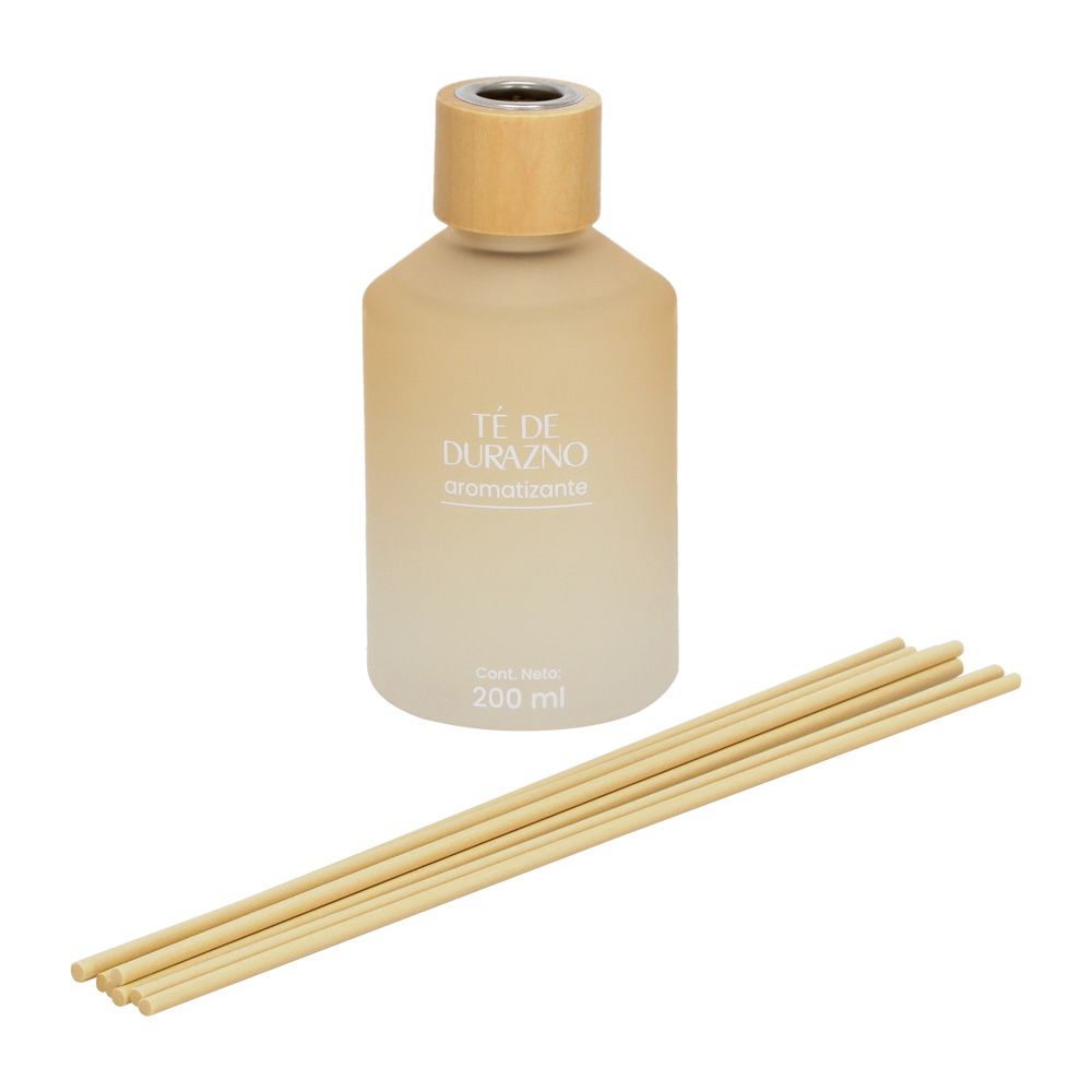 Botella con varitas aromáticas té de durazno 200 ml