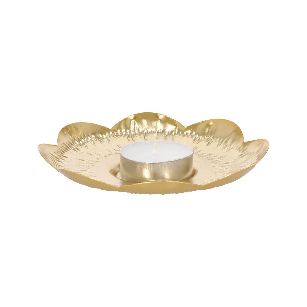 Portavela de metal con forma de flor plana