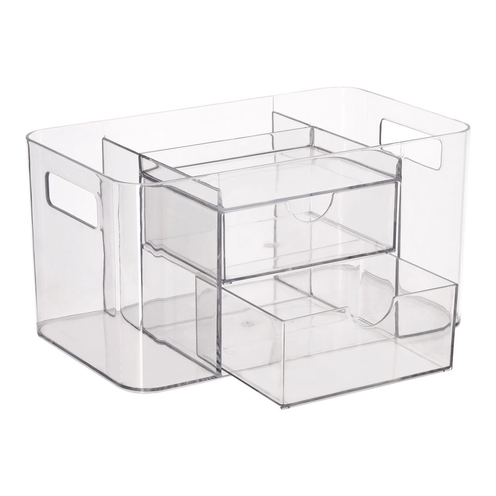 Organizador de cosméticos 2 cajones 24.6x14.6x12.8 cm