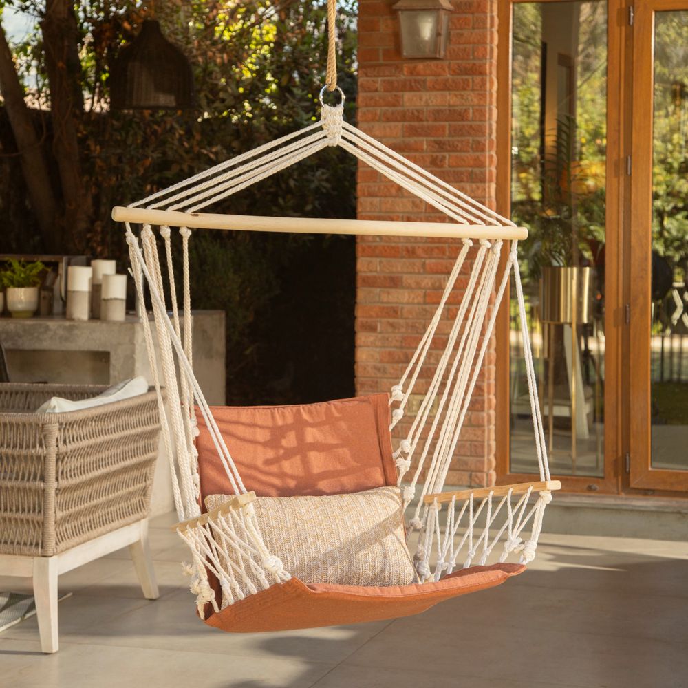 Hamaca tipo silla con apoya brazo de madera 50x50x100 cm
