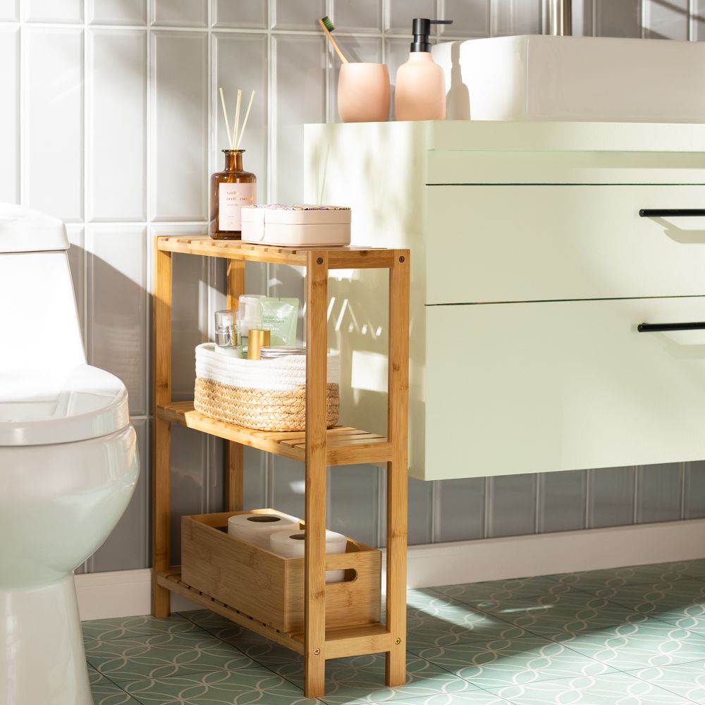 Repisa angosta de madera 3 niveles