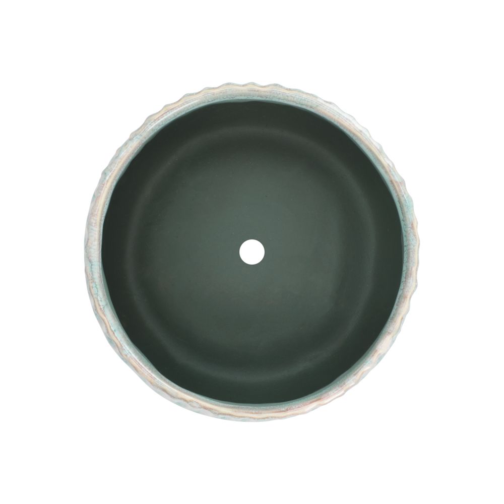 Maceta de cerámica con textura 14x12.4 cm