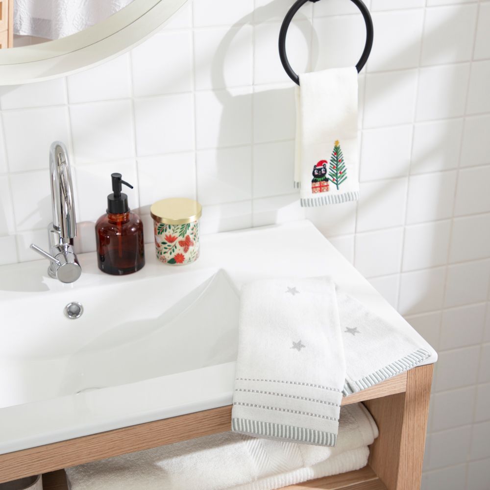 Set de 2 toallas de algodón bordado navidad