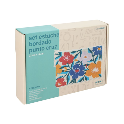 Estuche bordado punto cruz