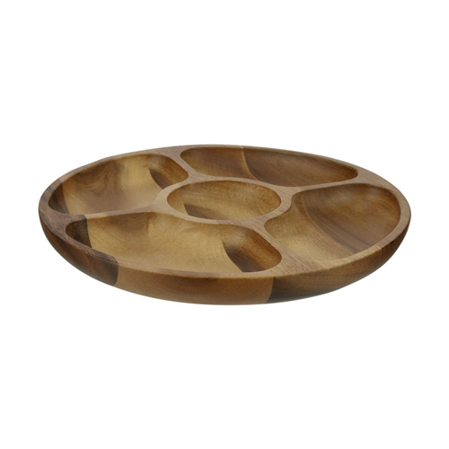 Plato Cocktail Madera de Acacia con Separaciones 28x4.5 cm