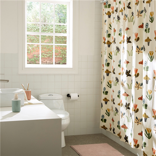 Cortina de baño algodón estampado 180x190 cm