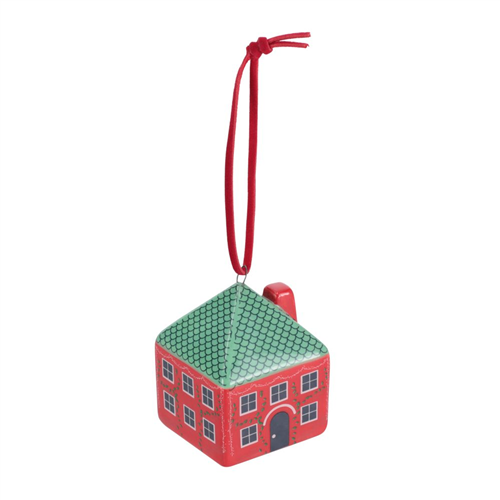 Adorno para árbol de cerámica con forma casita